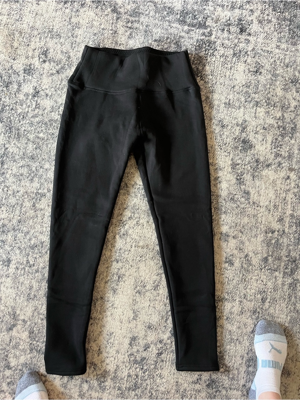 Black thermal fleece-lined leggings